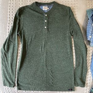 FAHERTY Henley long sleeve / Heather green / size XS
